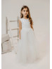 Ivory Lace Pleated Tulle Graceful Flower Girl Dress Ivory Lace Pleated Tulle Graceful Flower Girl Dress